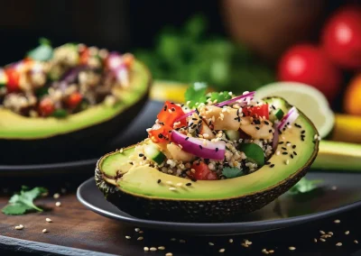 Aguacates rellenos de quinoa y verduras aguacate relleno de quinoa y verduras, receta de soy50plus