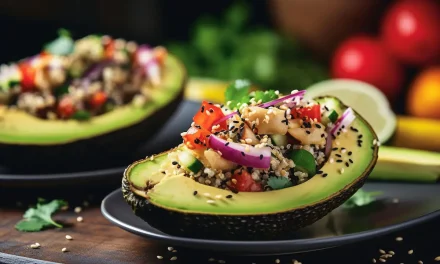 Aguacates rellenos de quinoa y verduras