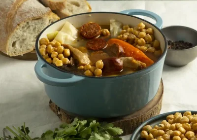 Cocido madrileño con garbanzos en la recetas de soy50plus