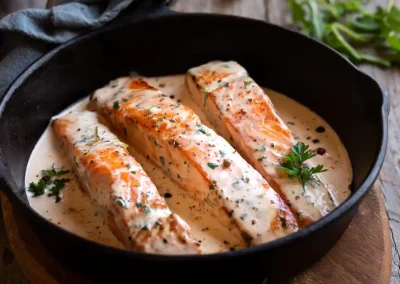 Cazuela con salmon a la crema, recetas de soy50plus