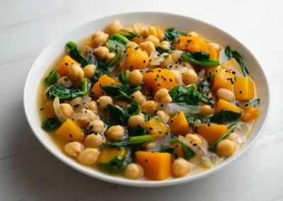 Garbanzos con calabaza y espinacas en recetas saludables en soy50plus blog de ocio y noticias para mayores de 50 años.